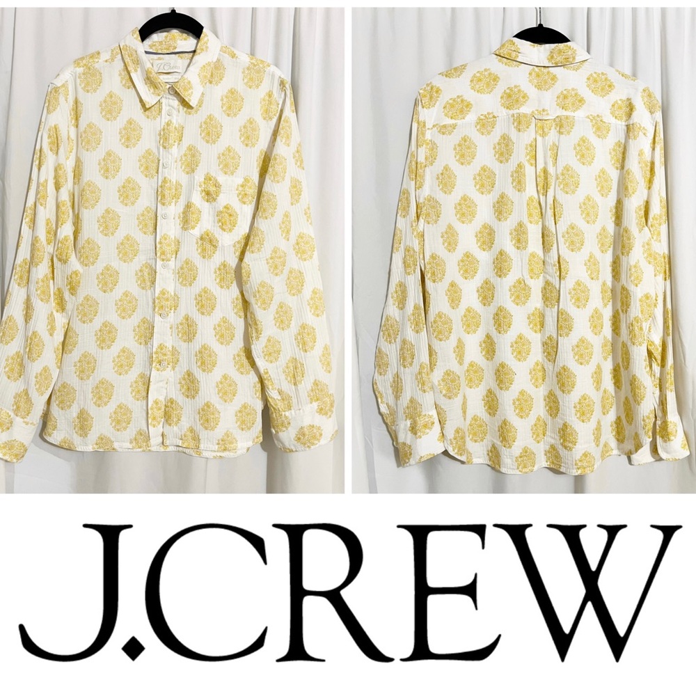 J Crew Re-Imagine Classic Cotton Long Sleeve Printed Paisley Size 14